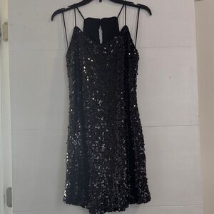 Black Sequin Mini Dress